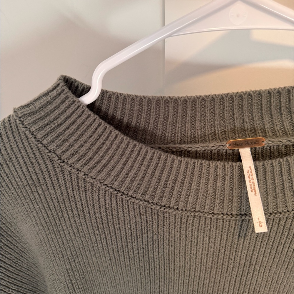Free People Olive Crew Neck Sweater